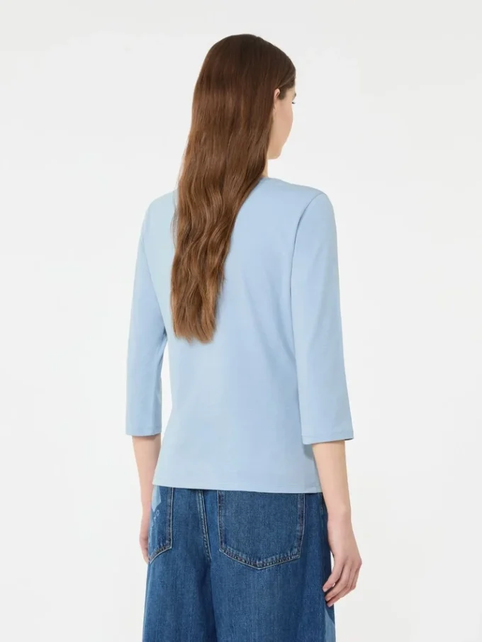 Camiseta de algodón elástico, azul claro