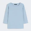 Camiseta de algodón elástico, azul claro