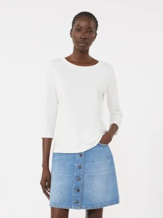 Camiseta de algodón elástico, blanca