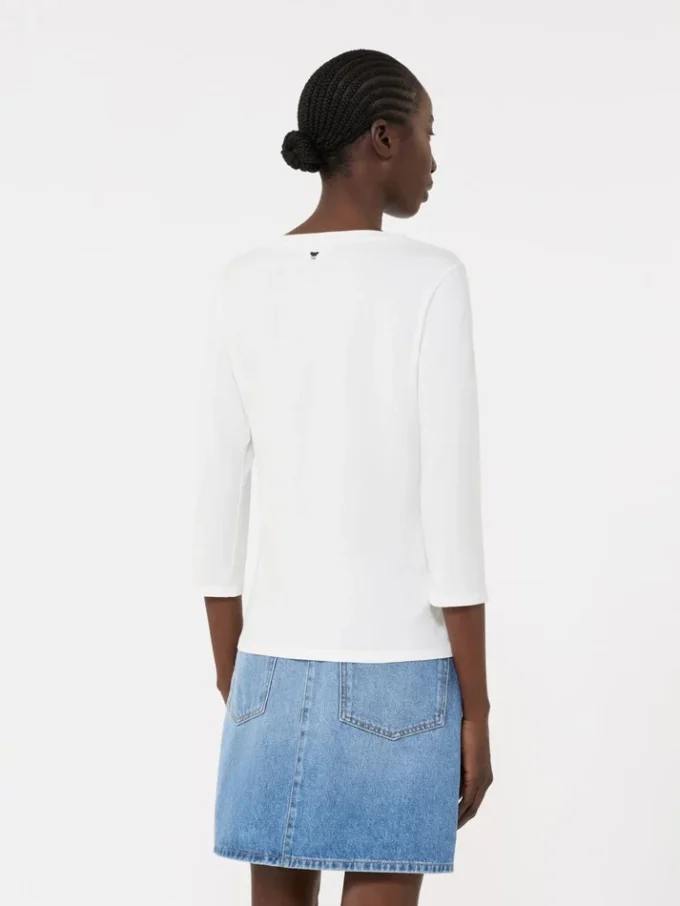 Camiseta de algodón elástico, blanca