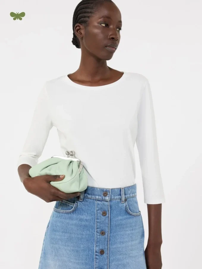 Camiseta de algodón elástico, blanca