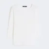 Camiseta de algodón elástico, blanca