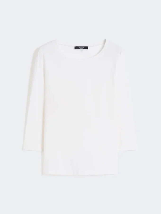 Camiseta de algodón elástico, blanca