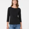Camiseta de algodón elástico, negra