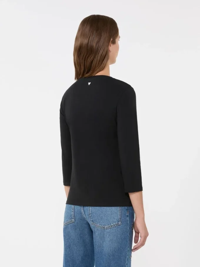 Camiseta de algodón elástico, negra