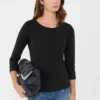 Camiseta de algodón elástico, negra