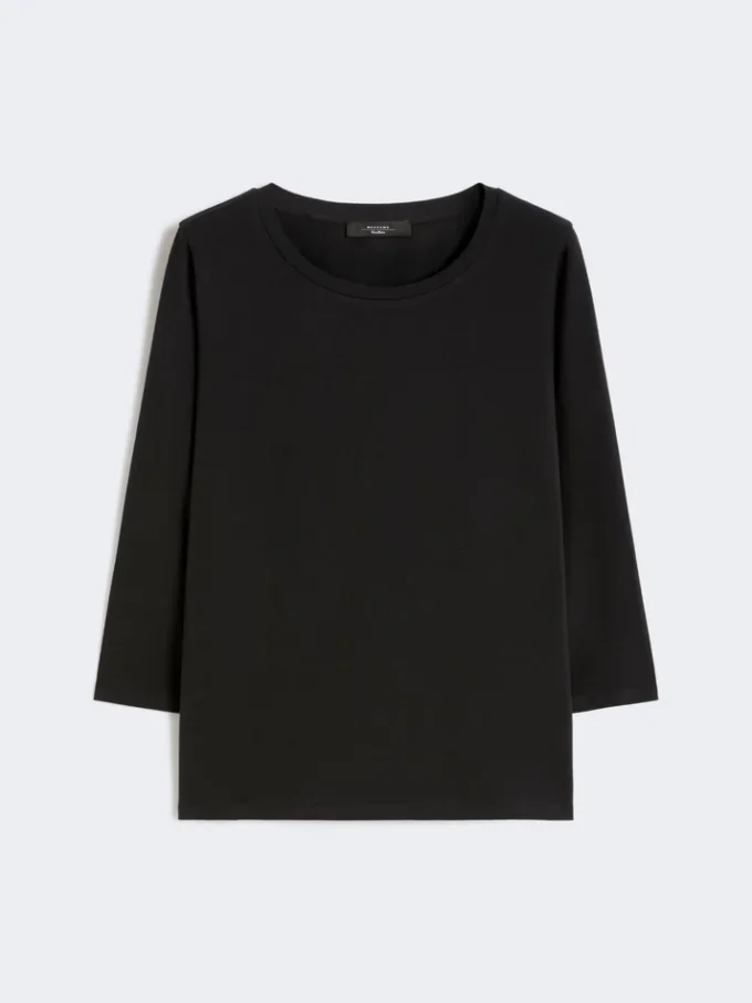 Camiseta de algodón elástico, negra