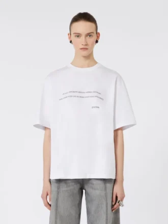 Camiseta de algodón estampada, blanco óptico
