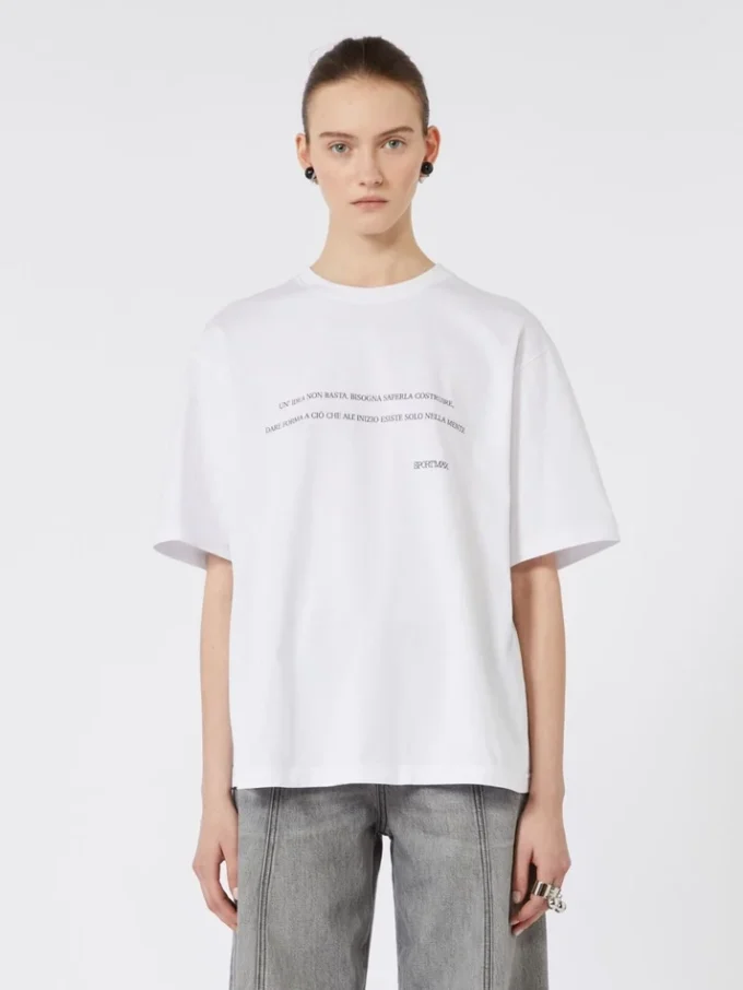 Camiseta de algodón estampada, blanco óptico