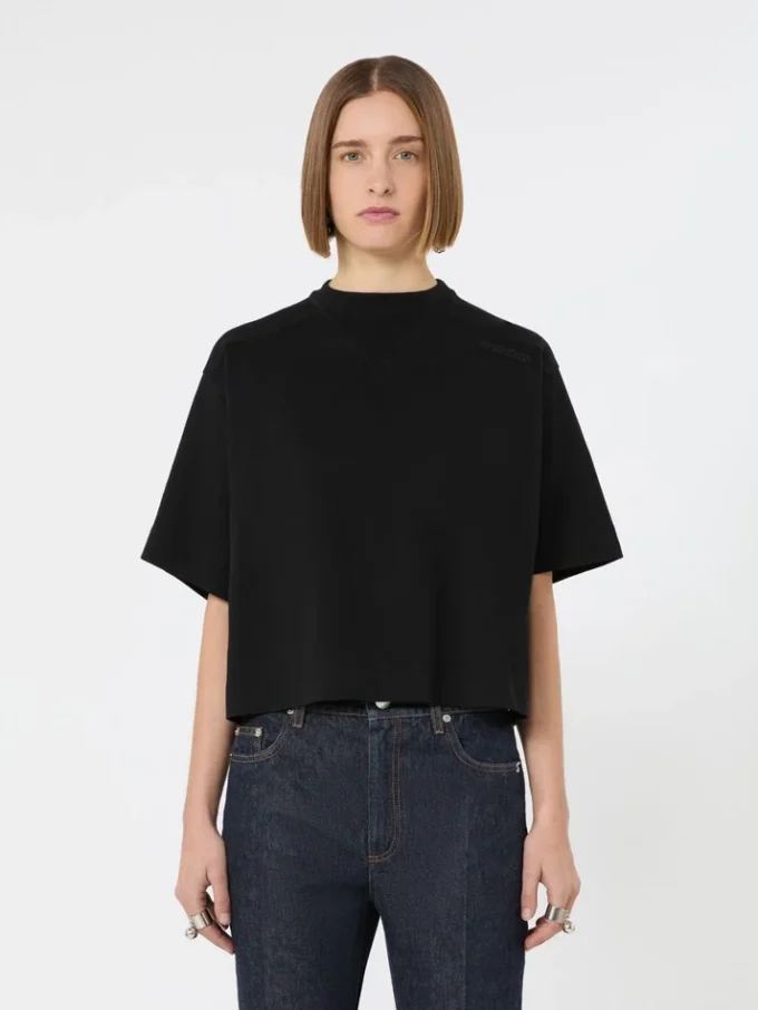 Camiseta de algodón, negra