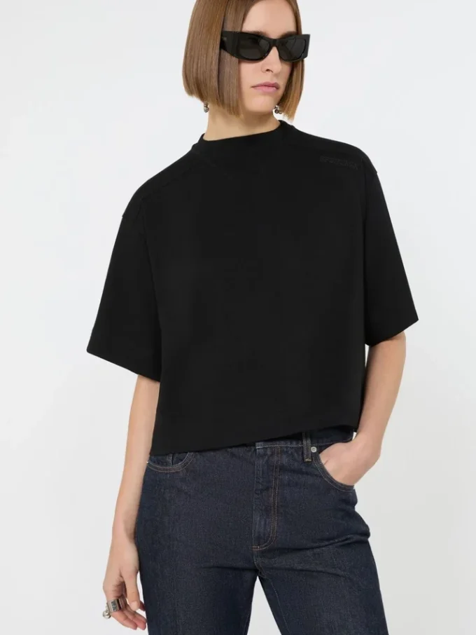 Camiseta de algodón, negra