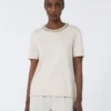 Camiseta de algodón y modal, color beige Camiseta de algodón y modal, color beige