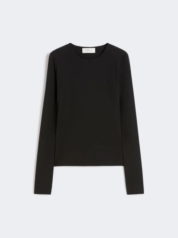 Camiseta de jersey ajustada, negra Camiseta de jersey ajustada, negra