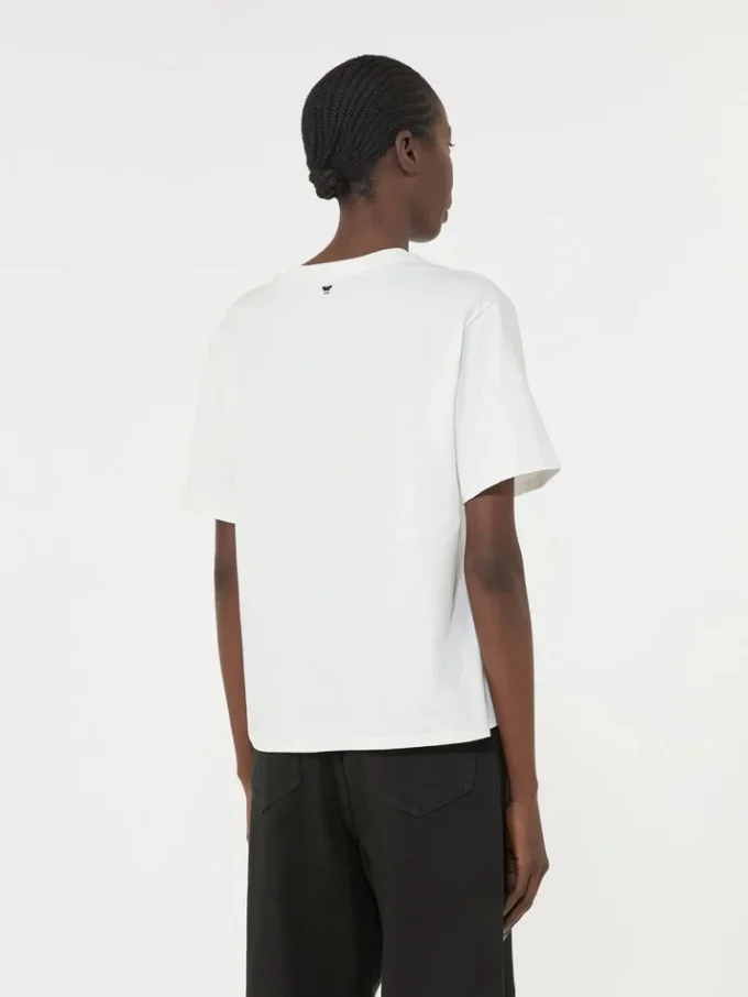 Camiseta de jersey con estampado y bordados, blanca Camiseta de jersey con estampado y bordados, blanca