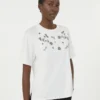 Camiseta de jersey con estampado y bordados, blanca Camiseta de jersey con estampado y bordados, blanca