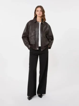 Chaqueta de cuero, marrón