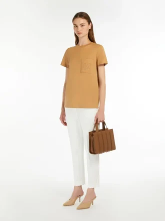 Camiseta de jersey de algodón, color camel