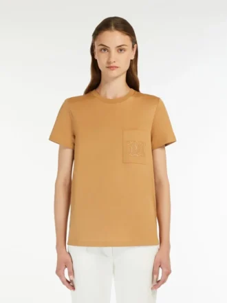Camiseta de jersey de algodón, color camel