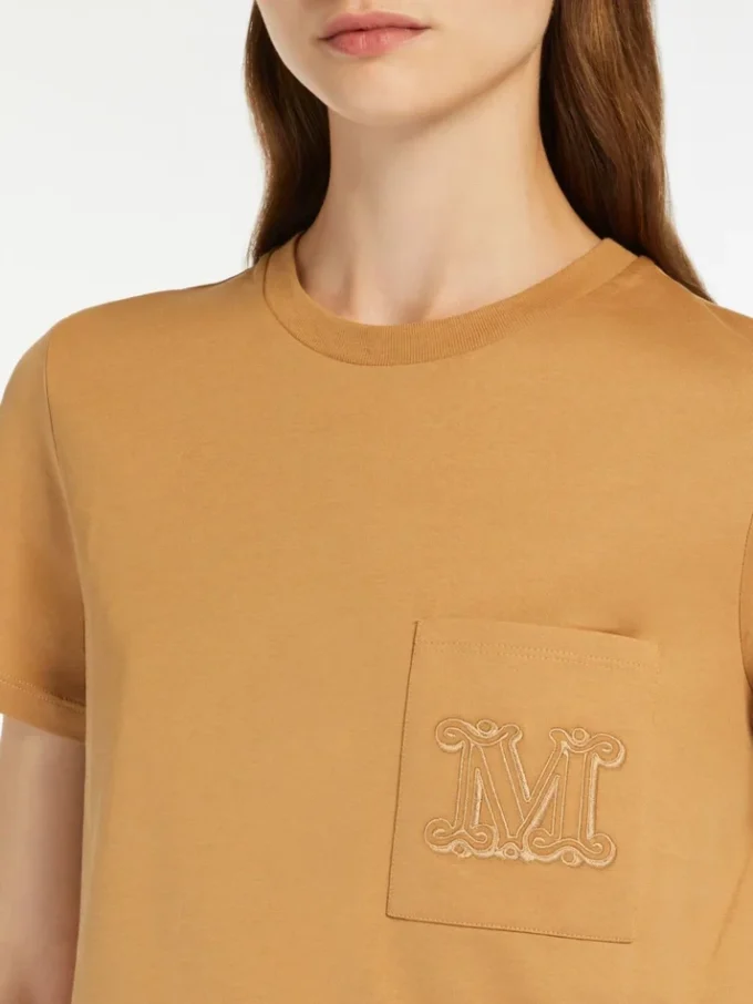 Camiseta de jersey de algodón, color camel Camiseta de jersey de algodón, color camel