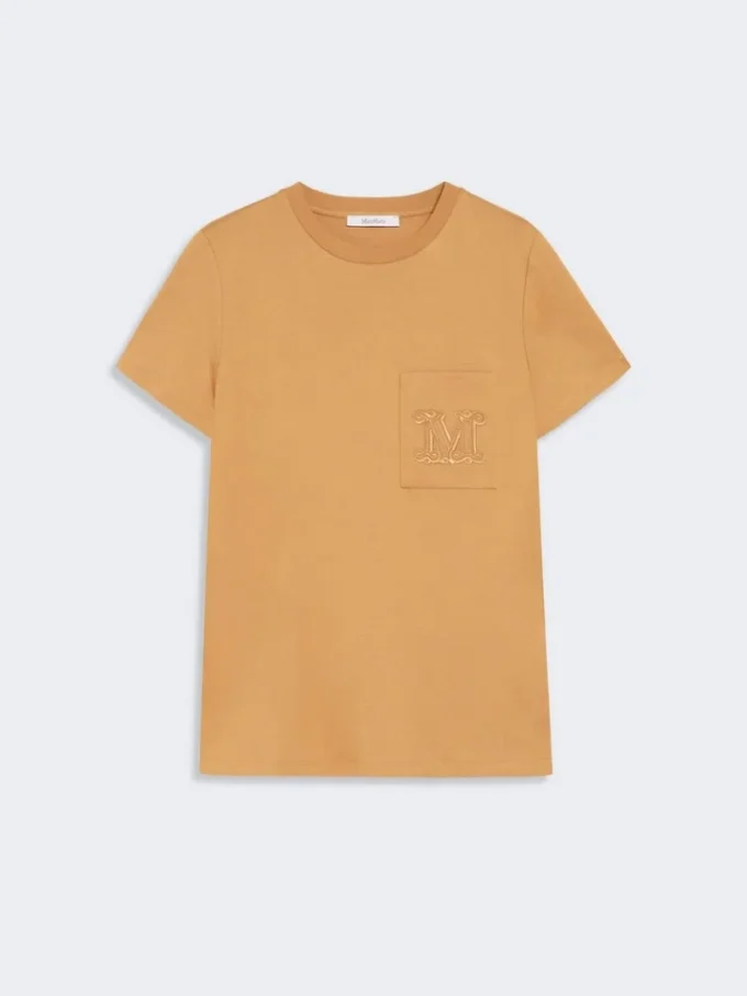 Camiseta de jersey de algodón, color camel Camiseta de jersey de algodón, color camel