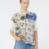 Camiseta de jersey de algodón elástico y seda estampada, multicolor Camiseta de jersey de algodón elástico y seda estampada, multicolor