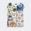Camiseta de jersey de algodón elástico y seda estampada, multicolor Camiseta de jersey de algodón elástico y seda estampada, multicolor