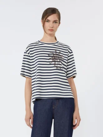 Camiseta de jersey de algodón estampada, azul marino