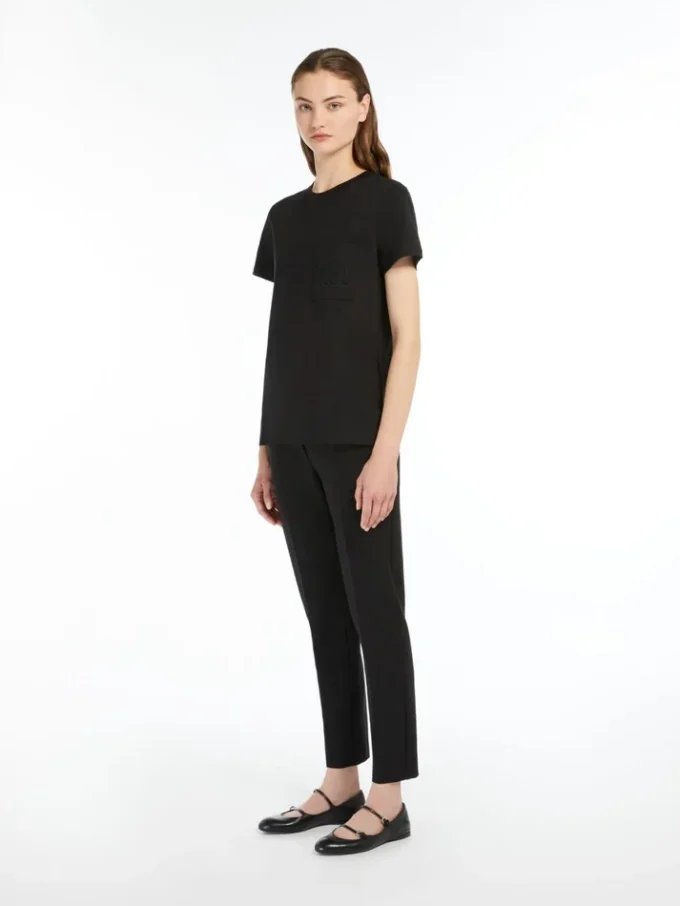 Camiseta de jersey de algodón, negra