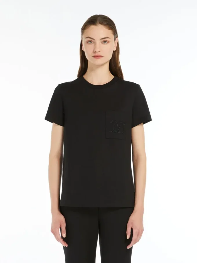 Camiseta de jersey de algodón, negra