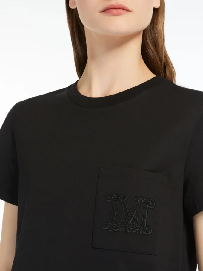 Camiseta de jersey de algodón, negra