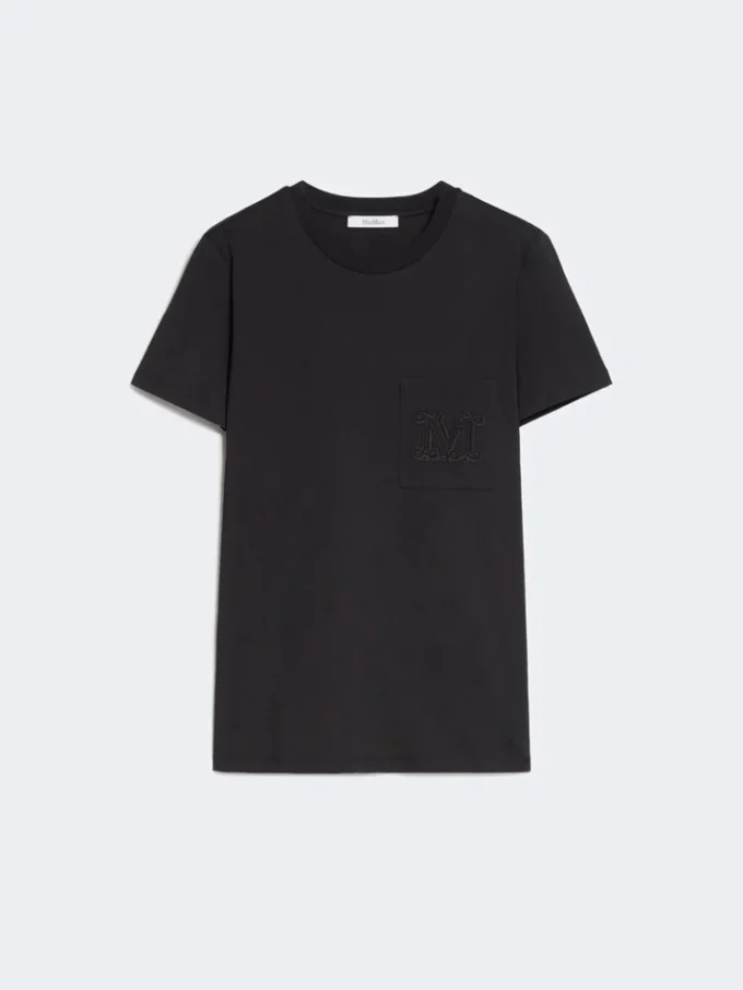 Camiseta de jersey de algodón, negra