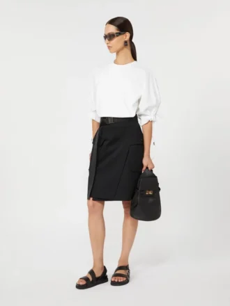 Falda cruzada de algodón elástico, negra