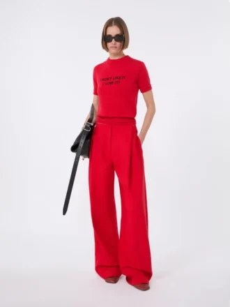 Camiseta de punto de lana y cachemira, roja
