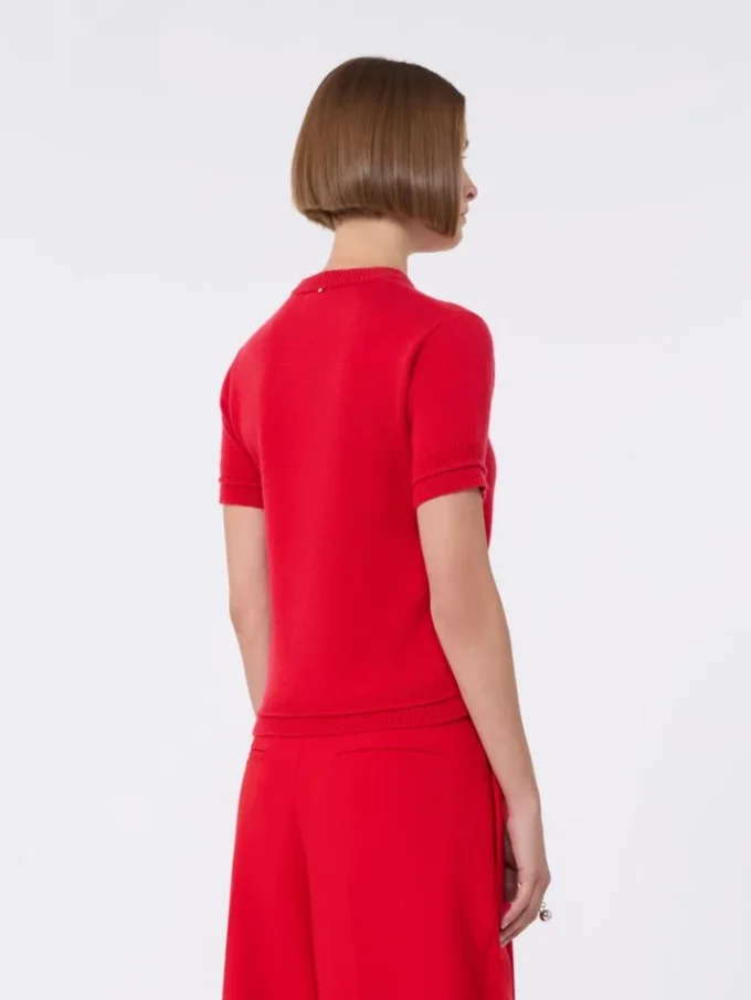 Camiseta de punto de lana y cachemira, roja Camiseta de punto de lana y cachemira, roja
