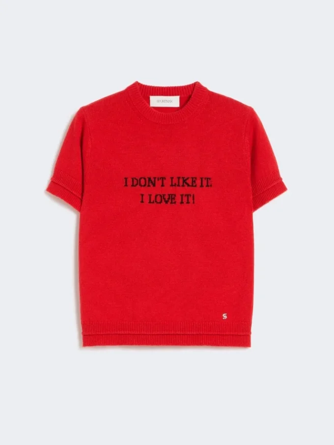 Camiseta de punto de lana y cachemira, roja Camiseta de punto de lana y cachemira, roja