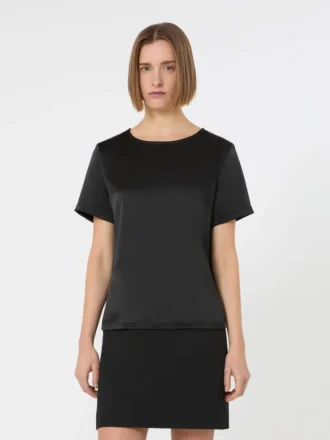 Camiseta de satén y jersey, negra