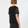 Camiseta de satén y jersey, negra Camiseta de satén y jersey, negra