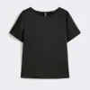 Camiseta de satén y jersey, negra Camiseta de satén y jersey, negra