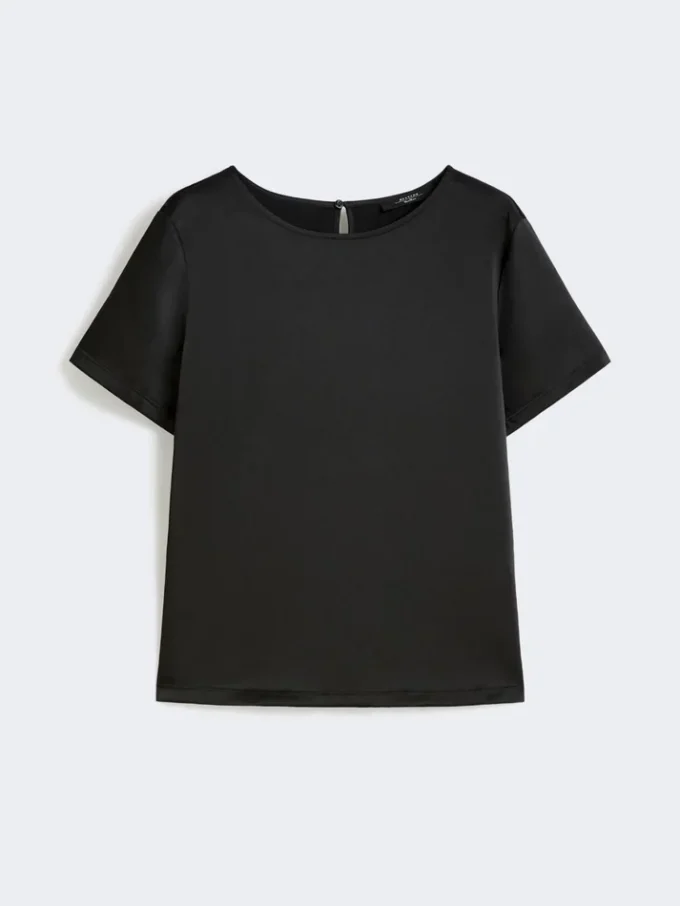Camiseta de satén y jersey, negra Camiseta de satén y jersey, negra
