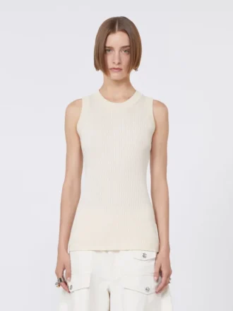Camiseta sin mangas de algodón, color crudo