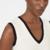Camiseta sin mangas de mezcla de viscosa, blanco y azul Camiseta sin mangas de mezcla de viscosa, blanco y azul