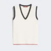 Camiseta sin mangas de mezcla de viscosa, blanco y azul Camiseta sin mangas de mezcla de viscosa, blanco y azul