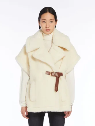 Capa de alpaca y tejido de lana teddy, blanco óptico