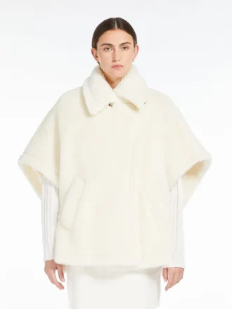 Capa de alpaca y tejido de lana teddy, blanco óptico