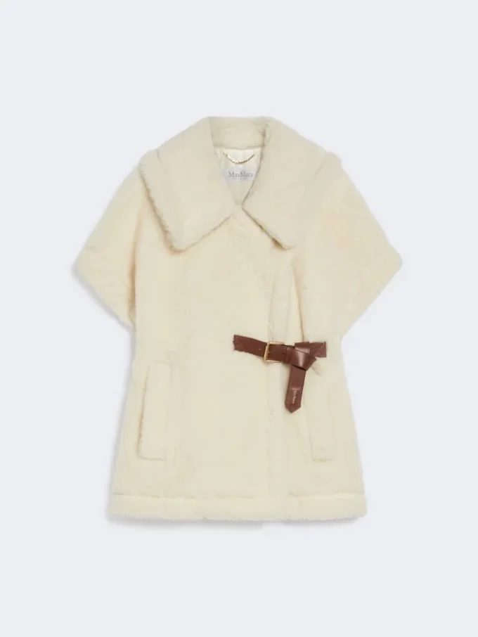 Capa de alpaca y tejido de lana teddy, blanco óptico Capa de alpaca y tejido de lana teddy, blanco óptico