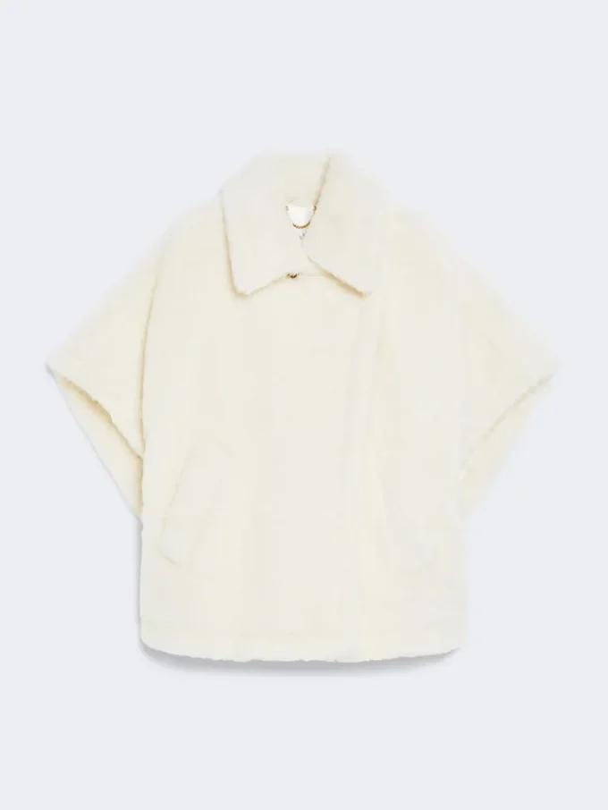 Capa de alpaca y tejido de lana teddy, blanco óptico Capa de alpaca y tejido de lana teddy, blanco óptico