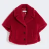 Capa de tejido teddy de alpaca y lana, color rojo Capa de tejido teddy de alpaca y lana, color rojo