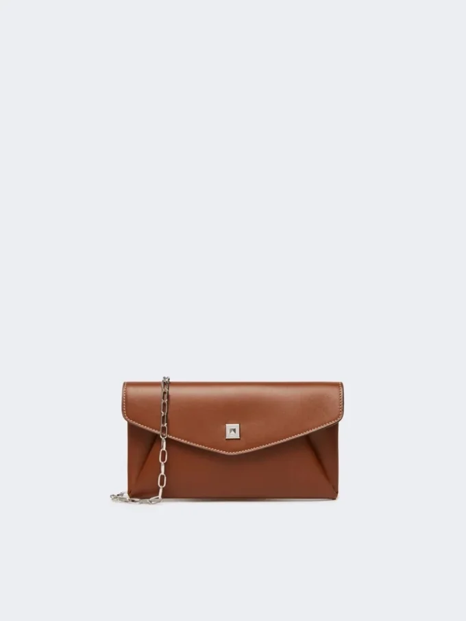 Cartera tipo sobre de piel, marrón ámbar Cartera tipo sobre de piel, marrón ámbar
