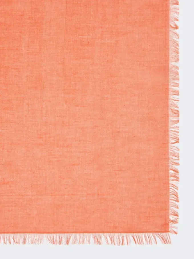 Chal de jacquard de algodón, modal y cachemira, color coral Chal de jacquard de algodón, modal y cachemira, color coral