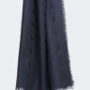 Chal de punto jacquard de lana y seda, azul medianoche Chal de punto jacquard de lana y seda, azul medianoche